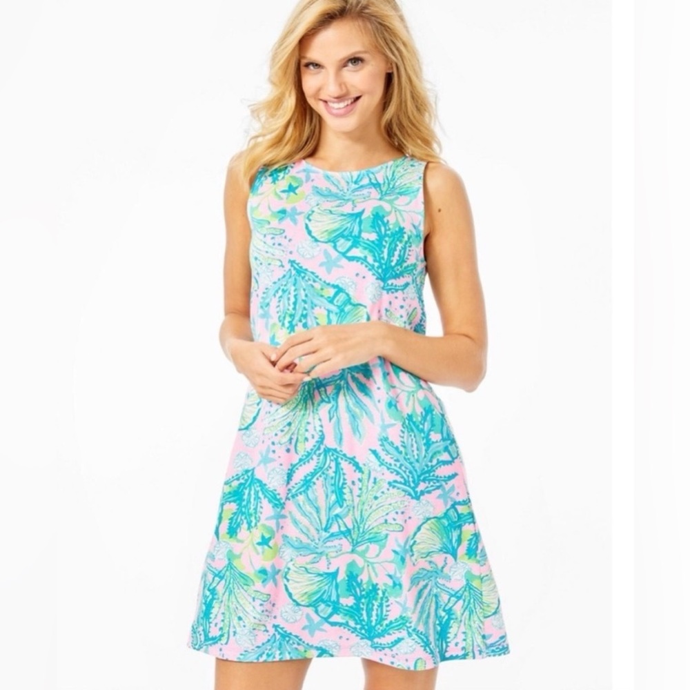 Lilly Pulitzer Kristen Swing Dress, 100% Cotton Mandevilla Baby Hip Nautic, XXS